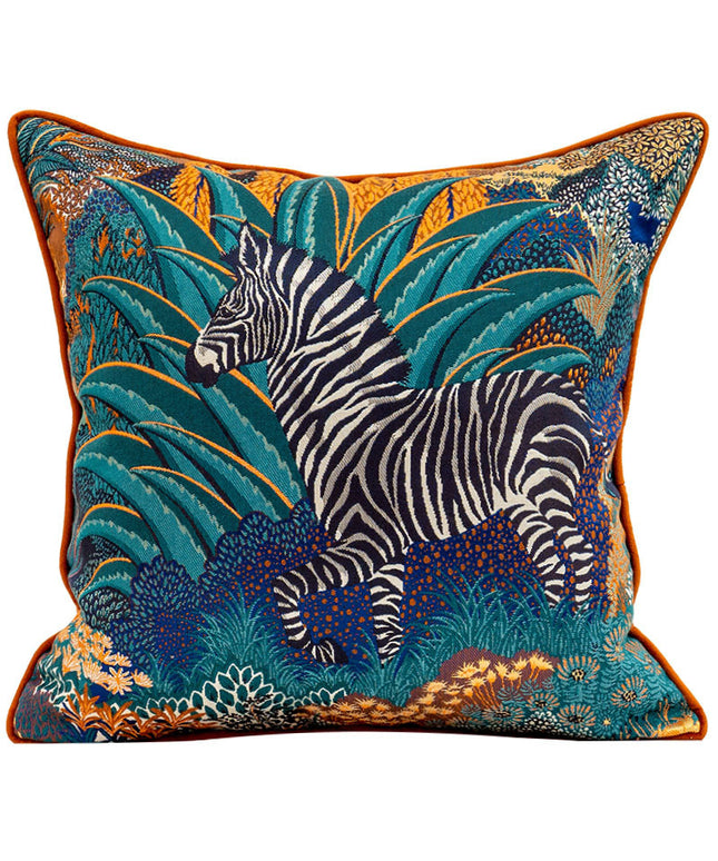Bold Zebra Embroidered Jacquard Cushion Cover