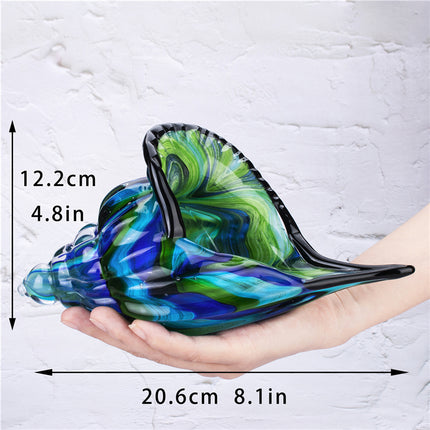 Glass Conch Shell Ornament | Blue Green Coastal Décor
