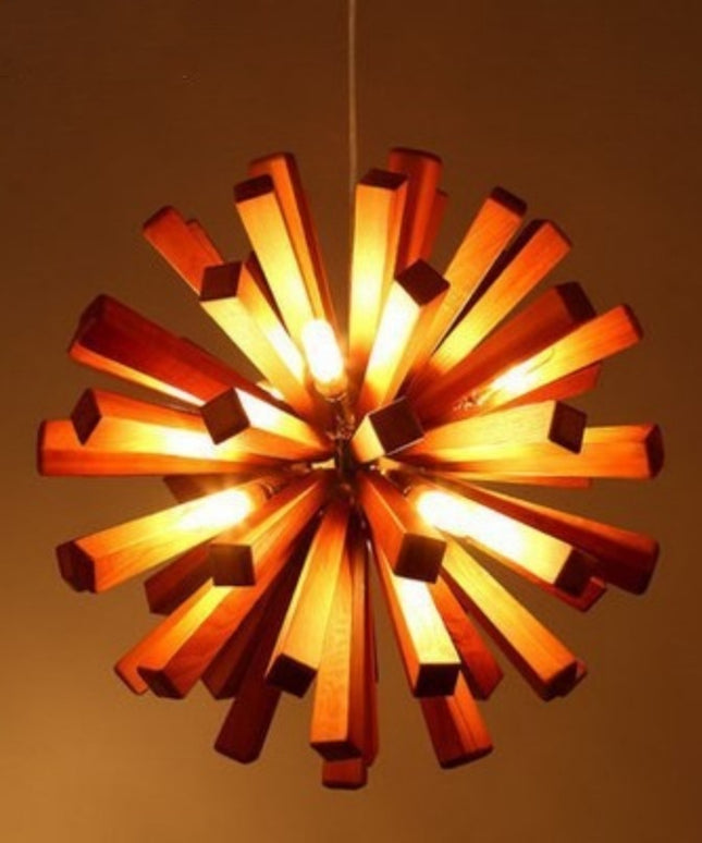 Nordic Solid Wood Designer Chandelier – Sculptural Lighting | 52cm