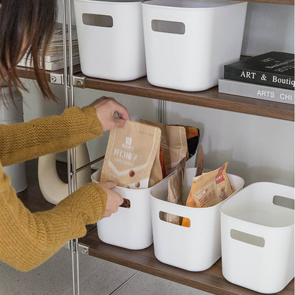 Plastic Storage Basket 🗂️ – Large or Small, White with Handles