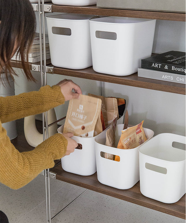 Plastic Storage Basket 🗂️ – Large or Small, White with Handles