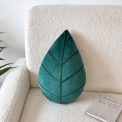 Leaf-Shaped Cushion in Dark & Grass Green – Soft Decorative Pillow