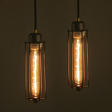 Retro Wrought Iron Pendant Light – Black Wire Cage Chandelier | Ikeame