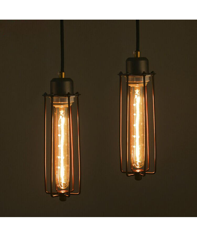 Retro Wrought Iron Pendant Light – Black Wire Cage Chandelier | Ikeame