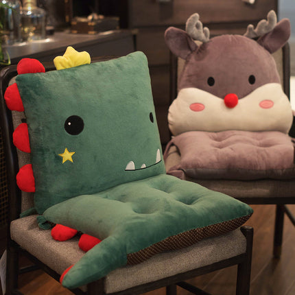 Cute Animal Seat Cushion with Backrest | Plush Chair Hugger