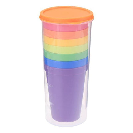 7-Pack Plastic Tumblers 🌈 – 200ml with Storage Case, Rainbow Colours