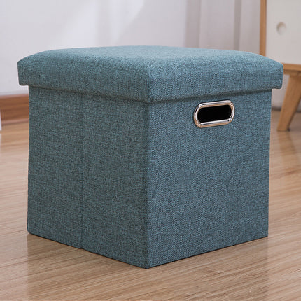Storage Stool with Lid Linen Foldable Storage Box Seat