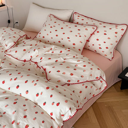 Super soft sleep naked class a cotton double-layer yarn four-piece set – Trendy & Practical for Daily Living