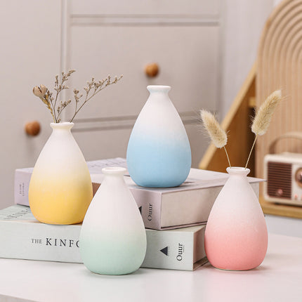 Gradient Macaron Ceramic Vase | Pastel Mini Decorative Vase