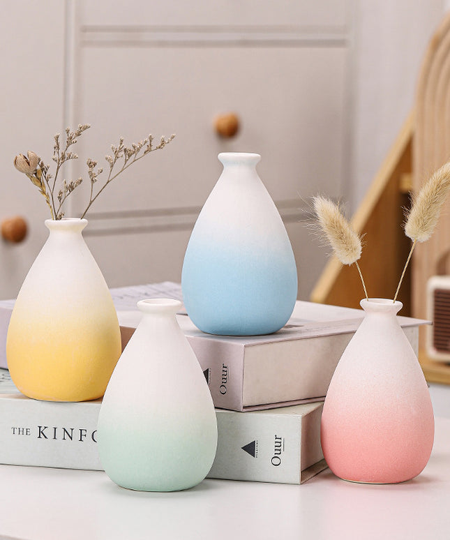 Gradient Macaron Ceramic Vase | Pastel Mini Decorative Vase