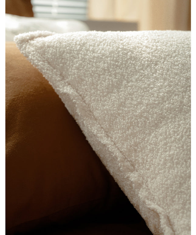 Cashmere-Feel Plush Cushion – Off-White Square & Rectangle | Ikeame