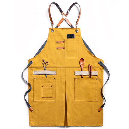 Utility Apron with Pockets – Full Body | Gardening & Kitchen | Yellow, Black, Green, Brick