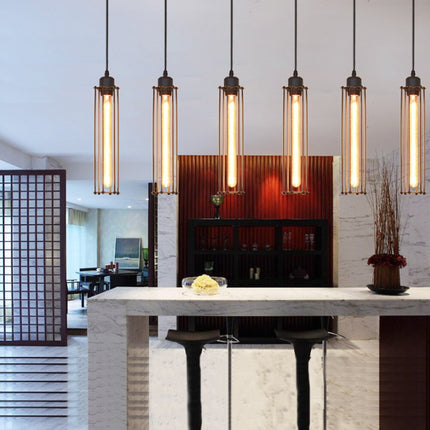 Retro Wrought Iron Pendant Light – Black Wire Cage Chandelier | Ikeame