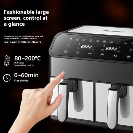 8L Stainless Steel Double Pot Air Fryer – Multi-Functional, Touchscreen