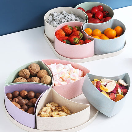 Wheat Straw Serving Platters 🍽️ – Square (4 Compartments) or Round (5 Compartments)
