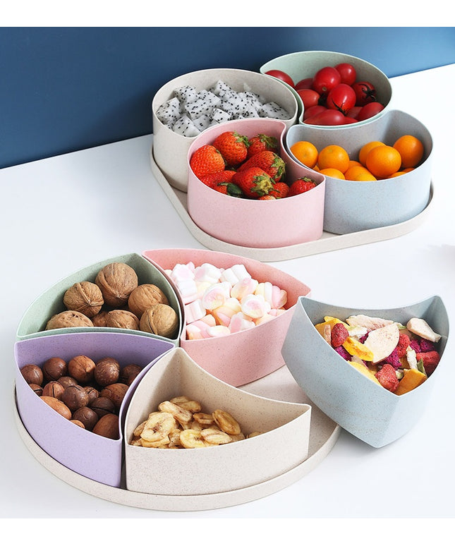 Wheat Straw Serving Platters 🍽️ – Square (4 Compartments) or Round (5 Compartments)