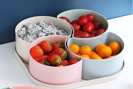 Wheat Straw Serving Platters 🍽️ – Square (4 Compartments) or Round (5 Compartments)