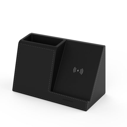 Leather Wireless Charging Pen Holder – 3-in-1 Desk Organiser