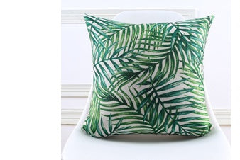 Green Palm Print Cushion Cover 🌿🍃
