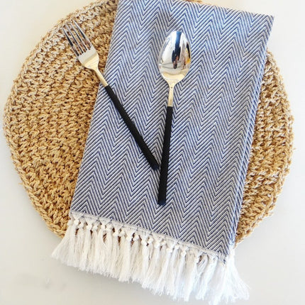 Cotton Herringbone Napkins ✨ – Fringed, 5 Colours