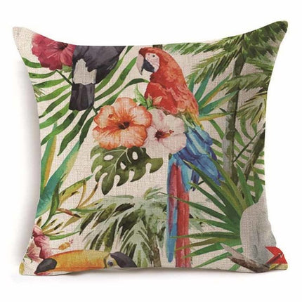 Bird Cushion Covers – Colourful Parakeet & Branch Pattern