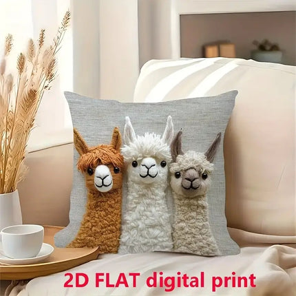 Llama Cushion Cover | Embroidered Throw Pillow
