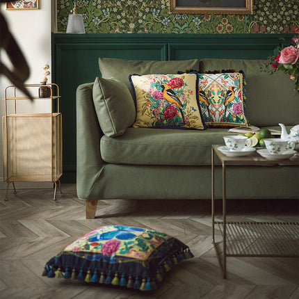 Forest Velvet Cushion Cover Bird/Butterfly | Luxury