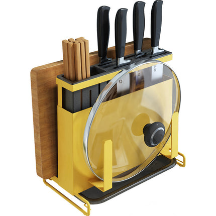 Stainless Steel Cutlery Rack Yellow Utensil Organiser