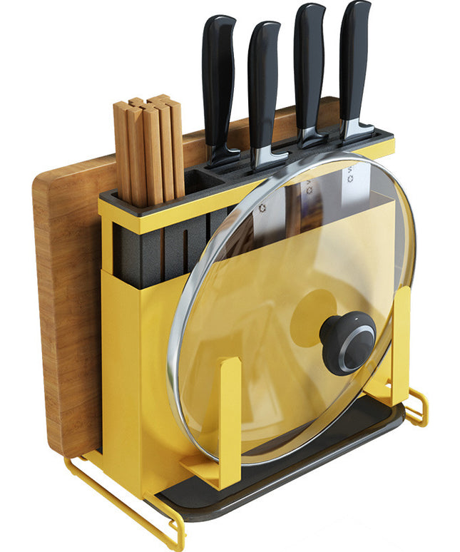 Stainless Steel Cutlery Rack Yellow Utensil Organiser