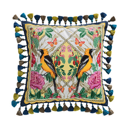 Forest Velvet Cushion Cover Bird/Butterfly | Luxury