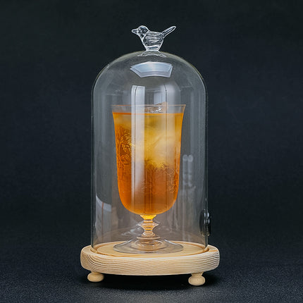 Acrylic Smoke Hood 🐦 – Wooden Base, Bird Handle