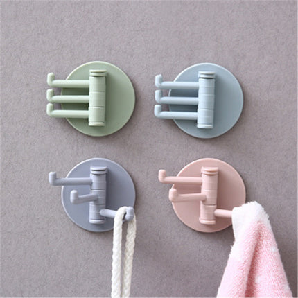 Creative Rotating Wall Hooks – Nail-Free Kitchen & Bathroom Storage
