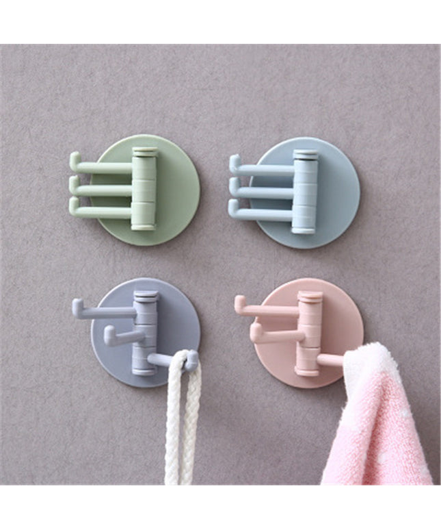 Creative Rotating Wall Hooks – Nail-Free Kitchen & Bathroom Storage