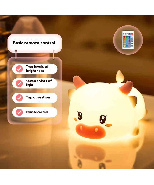 “Silly Cow” Silicone Night Lamp – Remote Control & Tap-Activated LED Light