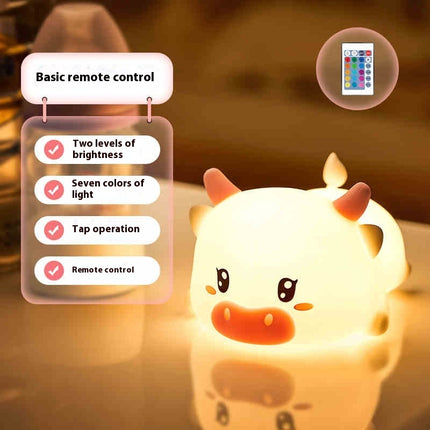 “Silly Cow” Silicone Night Lamp – Remote Control & Tap-Activated LED Light