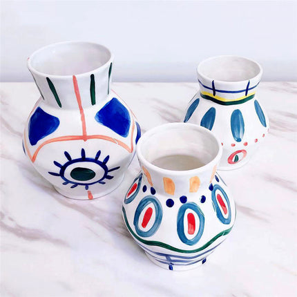 Hand-Painted Abstract Floor Vase – Bold Artistic Statement Piece