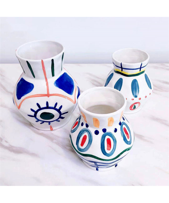 Hand-Painted Abstract Floor Vase – Bold Artistic Statement Piece