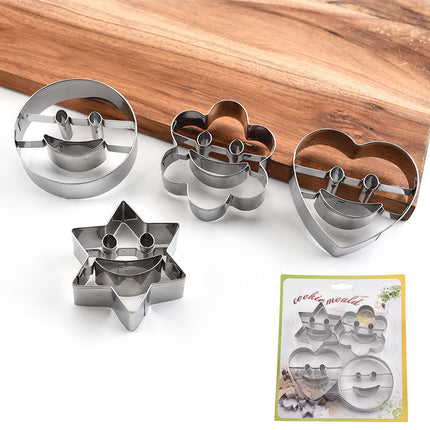 Smiley Face Biscuit Cutter Set 😊 – Stainless Steel, 4 Shapes