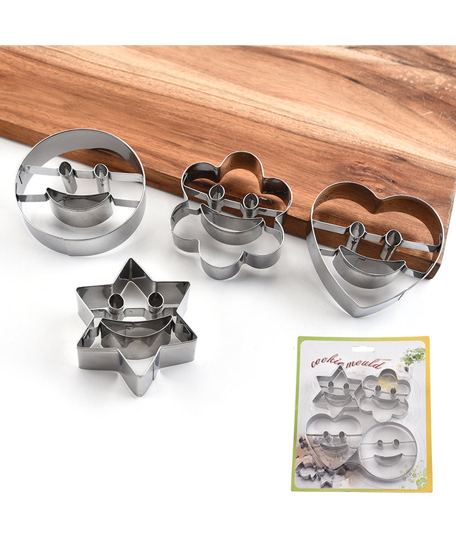 Smiley Face Biscuit Cutter Set 😊 – Stainless Steel, 4 Shapes