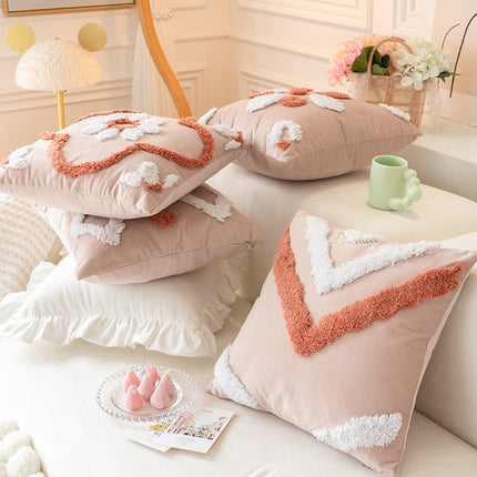 Nordic Style Tufted Cushion with 3D Geometric Patterns