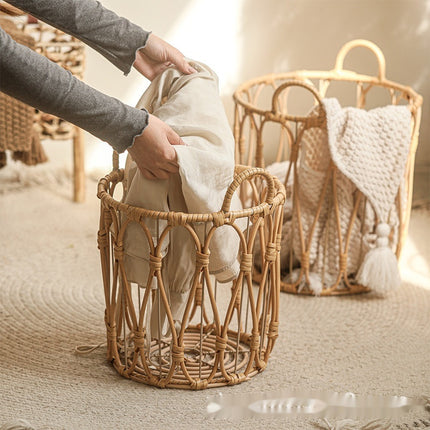 Rattan Laundry Basket Open Weave Woven Storage Basket