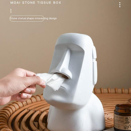 Moai Tissue Box Holder – Modern Resin Tissue Dispenser