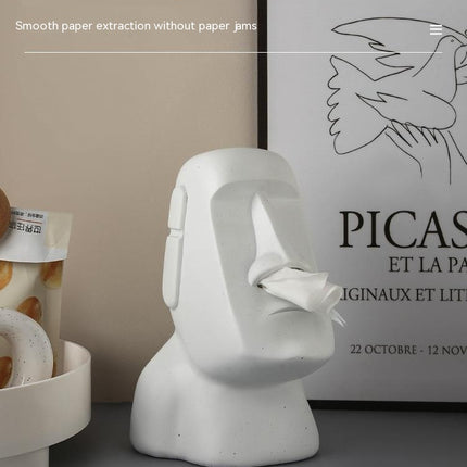 Moai Tissue Box Holder – Modern Resin Tissue Dispenser