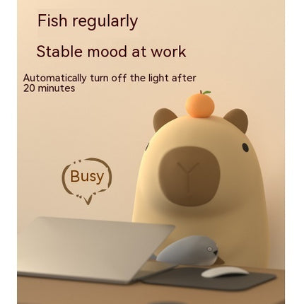 Capybara Night Light – Soft Silicone Rechargeable Lamp | Ikeame