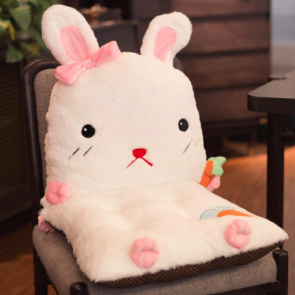 Cute Animal Seat Cushion with Backrest | Plush Chair Hugger