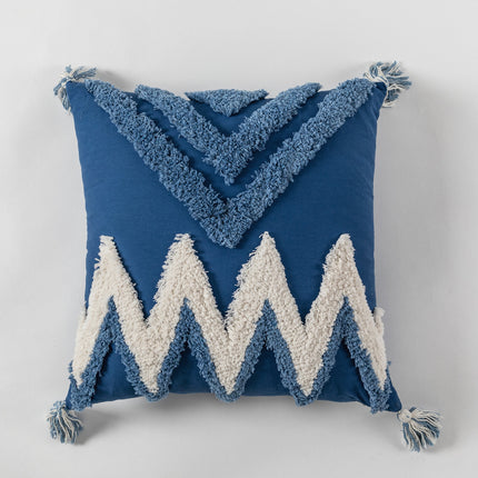 Colourful Moroccan-Style Geometric Tufted Embroidered Cushion – Blue or Yellow  🌟🧵
