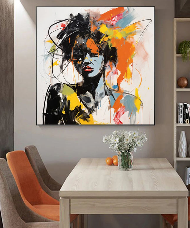 Hand-Painted Graffiti Portrait Canvas | Urban Wall Art