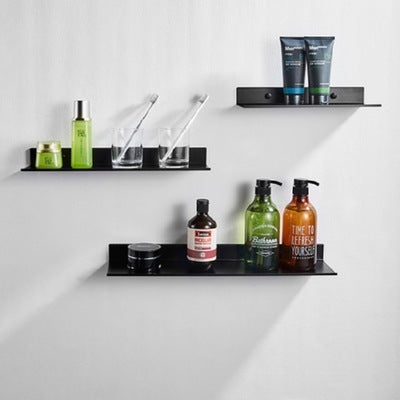Black Bathroom Shelf – Non-Perforated Wall-Mounted Storage | Ikeame