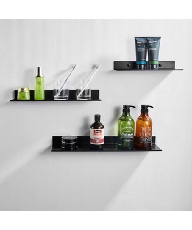 Black Bathroom Shelf – Non-Perforated Wall-Mounted Storage | Ikeame
