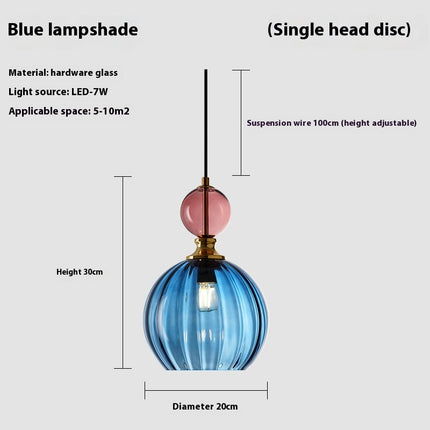 Danish Designer Glass Sphere Droplight – Luxury Pendant Light (Single or 3-Head, 4 Colours)
